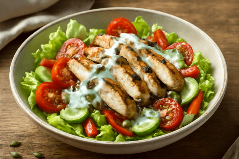 Sałatka z grillowanym kurczakiem i warzywami