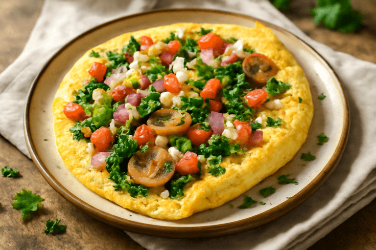 Klassieke, Eiwitrijke Groente-Omelet