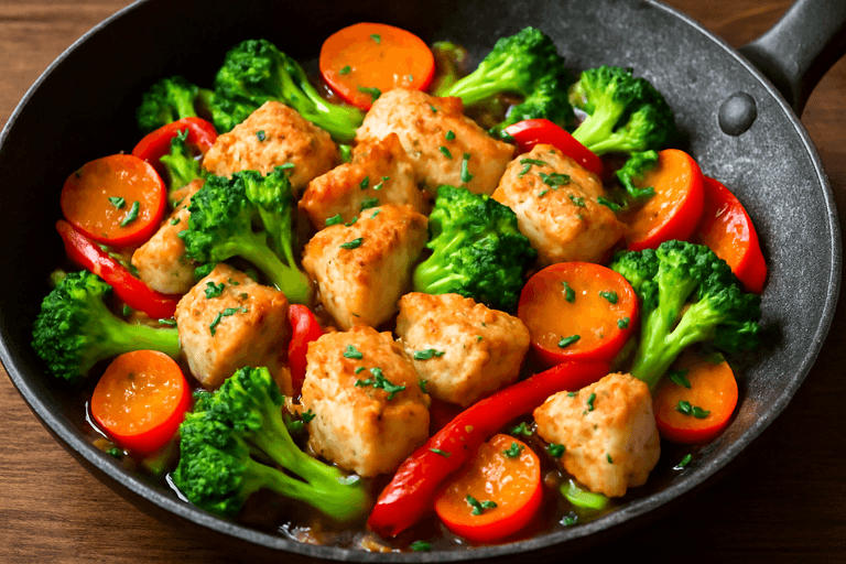 Leichtes Hähnchen-Gemüse-Pfännchen