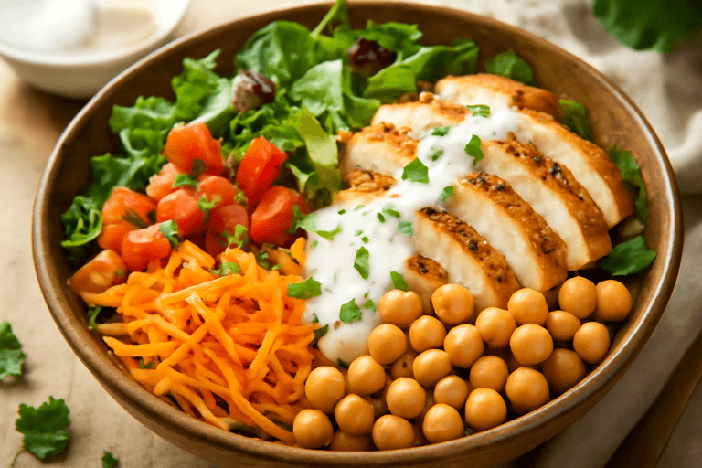 Energie-Salat mit Hähnchenbrust & Kichererbsen