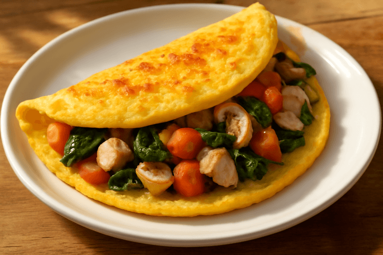 Omelette minceur classique aux légumes frais