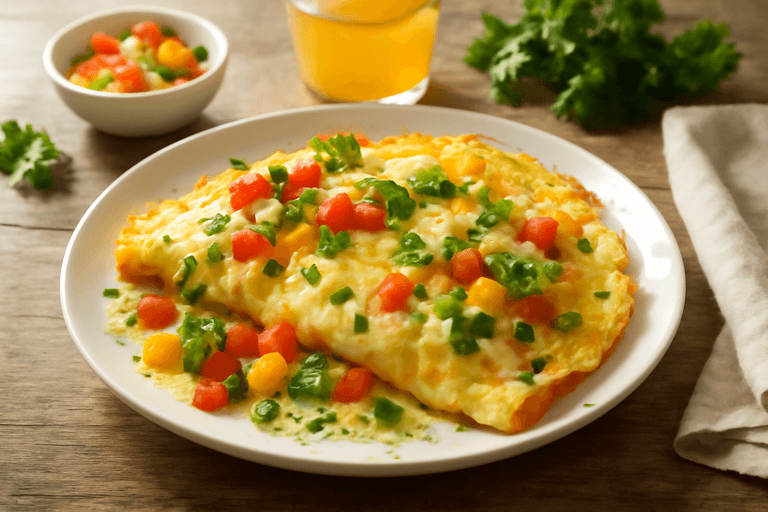Легкий овощной омлет с сыром и зеленью
