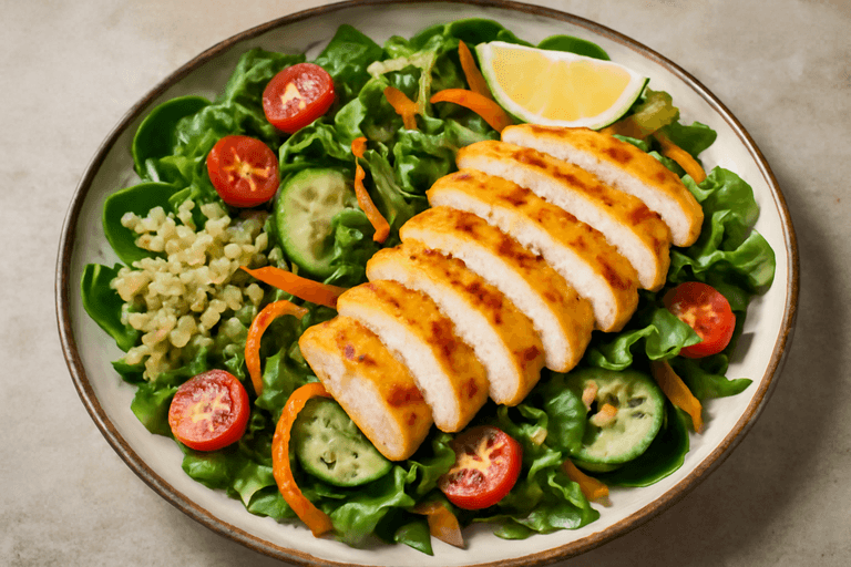 Piept de pui la grătar cu salată verde și quinoa