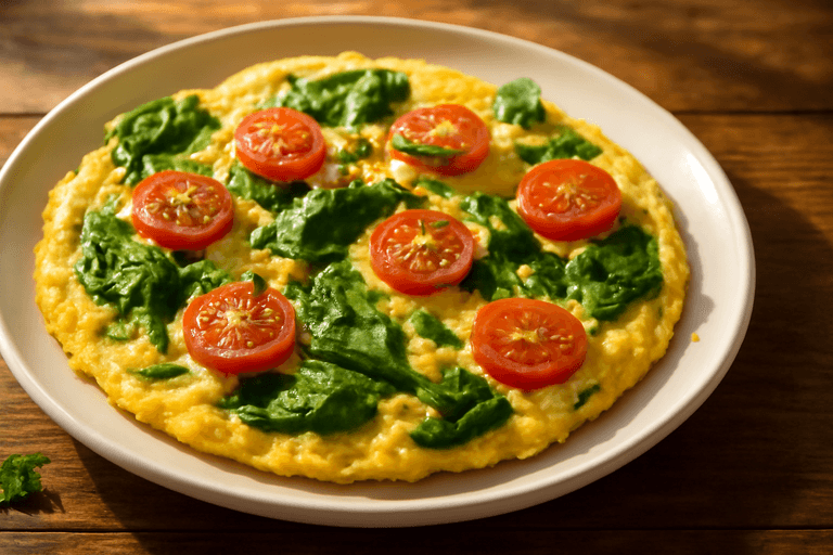 Omelette aux Épinards et Tomates Cerises