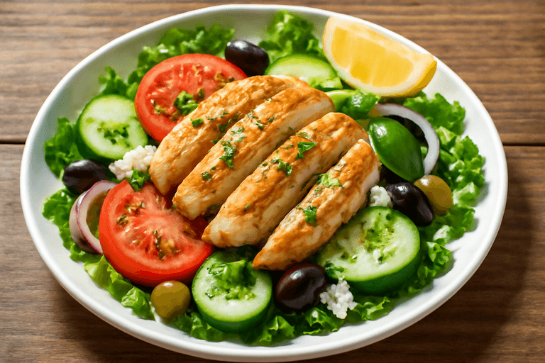 Sałatka z grillowanym kurczakiem i warzywami