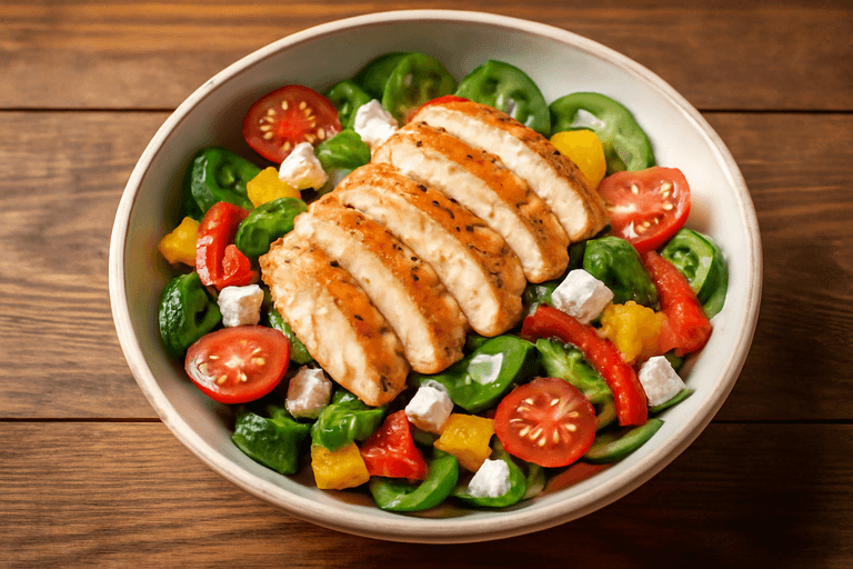 Kleurrijke Kipsalade met Geroosterde Groenten