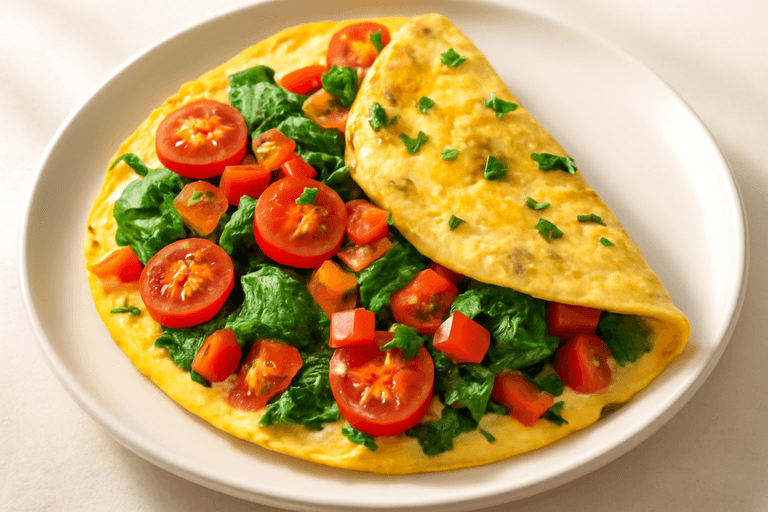 Klassisk proteinrik ägg- och grönsaksomelett