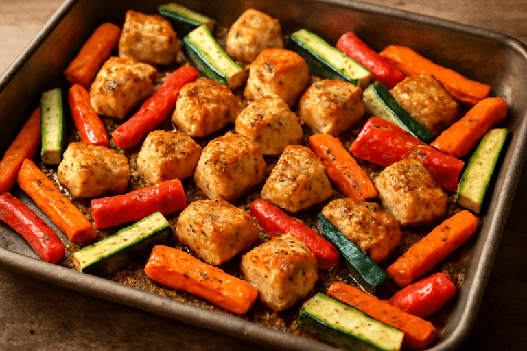 Pui la cuptor cu legume colorate