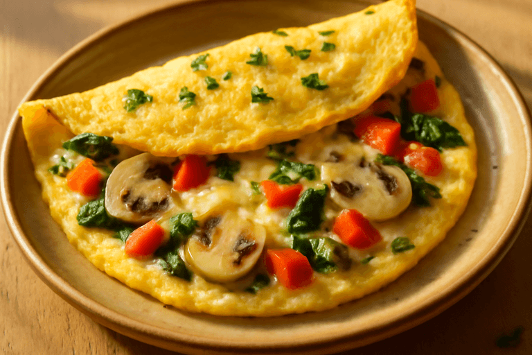 Omelette aux légumes et fromage allégé