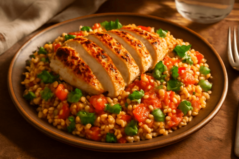 Izgarada Tavuk ve Sebzeli Bulgur Pilavı