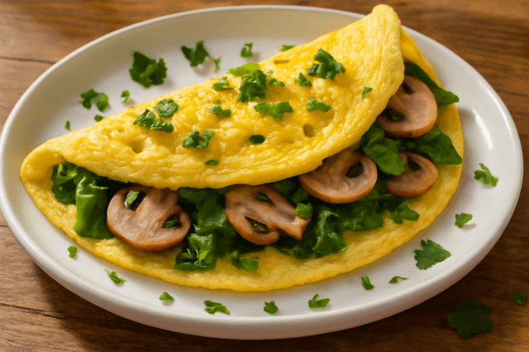 Omelette Santé aux Épinards et Champignons