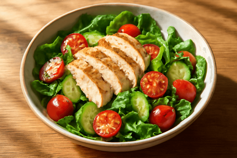 Leichter Hähnchen-Gurken-Salat mit frischer Zitrone