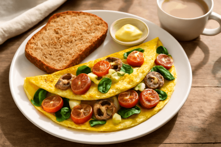 Omelette clásico con verduras energizantes