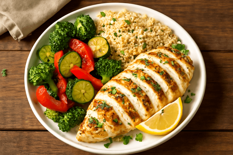 Herb-Grilled Lemon Chicken with Quinoa & Veggies