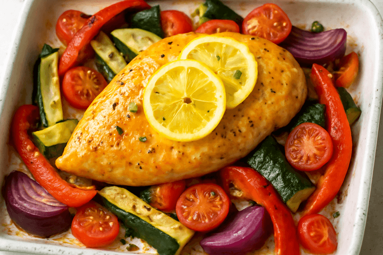 Pollo Asado con Verduras Mediterráneas