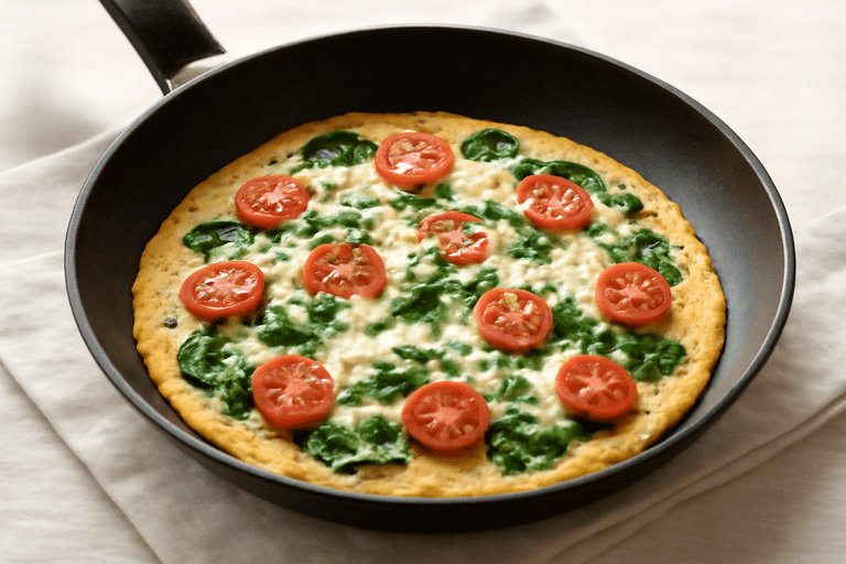 Omelette légère aux épinards et tomates