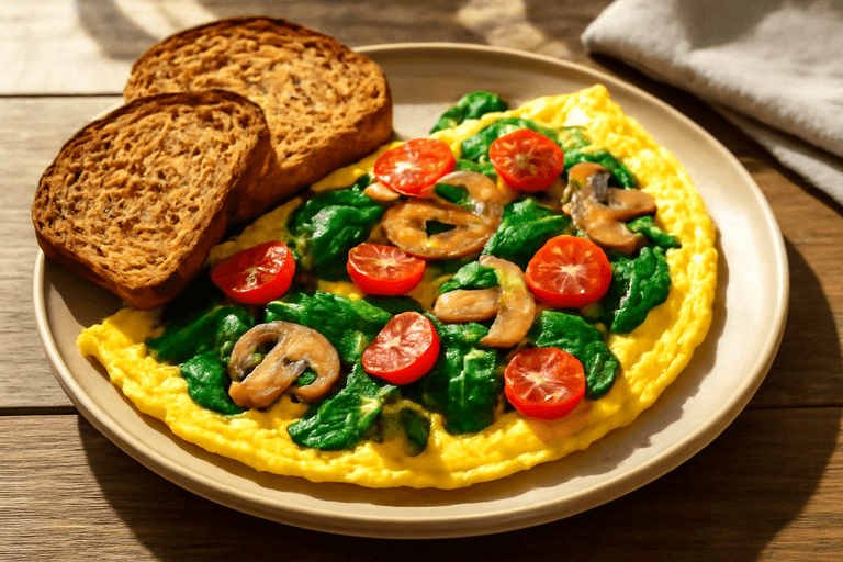 Eiwitrijke Groente Omelet met Volkoren Toast
