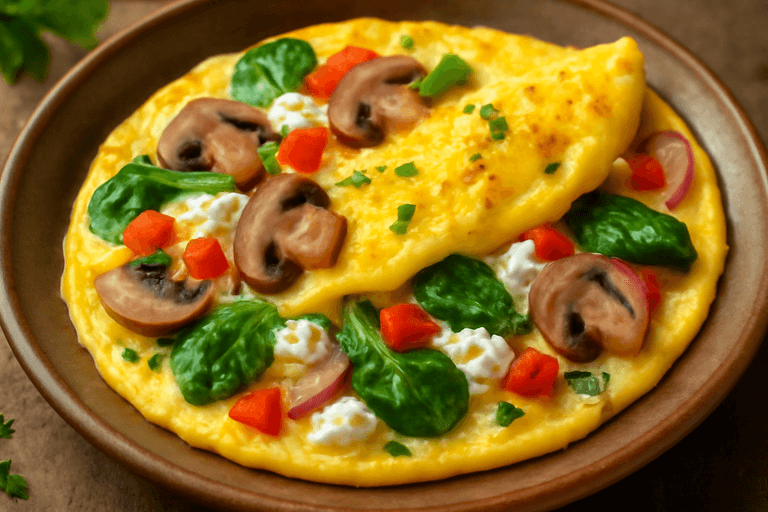 Omelette clásico de vegetales y queso