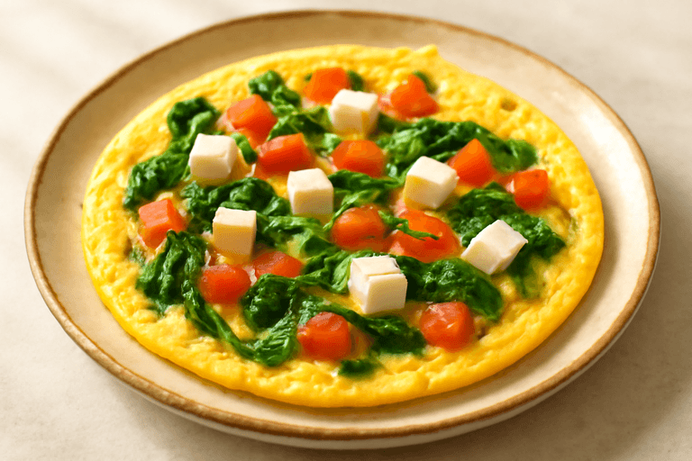 Omelete Energético de Espinafre e Tomate