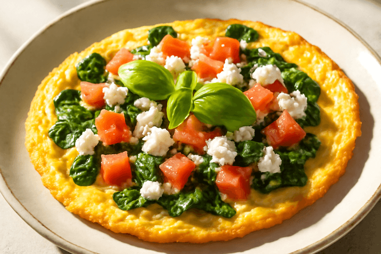 Proteinrik Frukostomelett med Spenat & Tomat