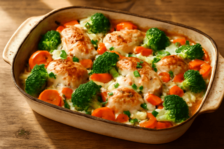 Leichter Hähnchen-Gemüseauflauf