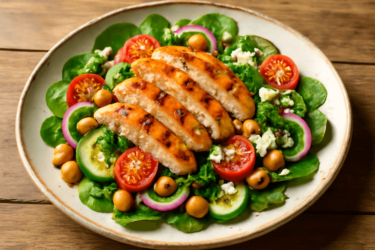 Ensalada Mediterránea de Pollo con Garbanzos