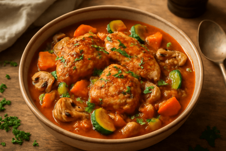 Lätt kycklinggryta med färska grönsaker