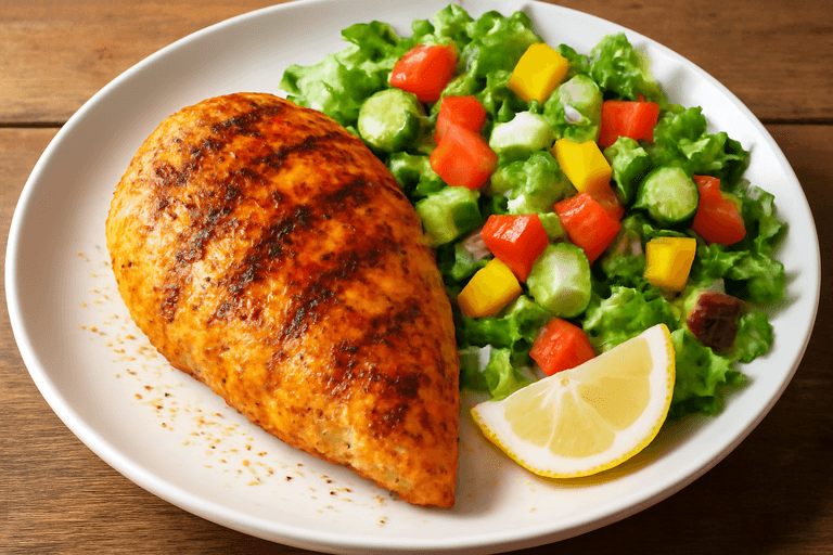 Piept de pui la grătar cu salată fresh de legume