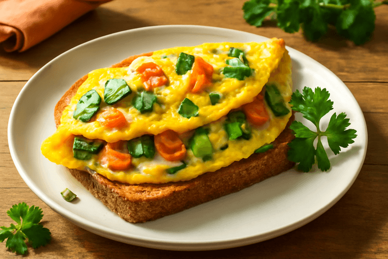 Omletă sănătoasă cu legume și brânză