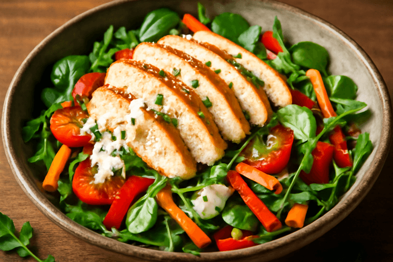 Leichter Hähnchen-Gemüse-Salat mit Joghurtdressing