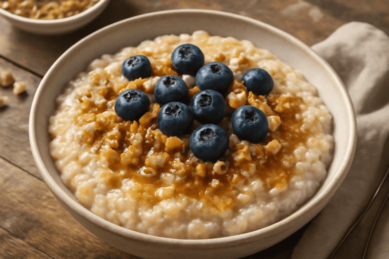 Proteinrik havregrøt med bær og nøtter