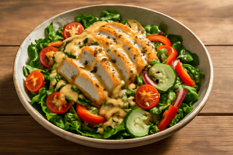 Kyckling- och grönsakssallad med dijondressing