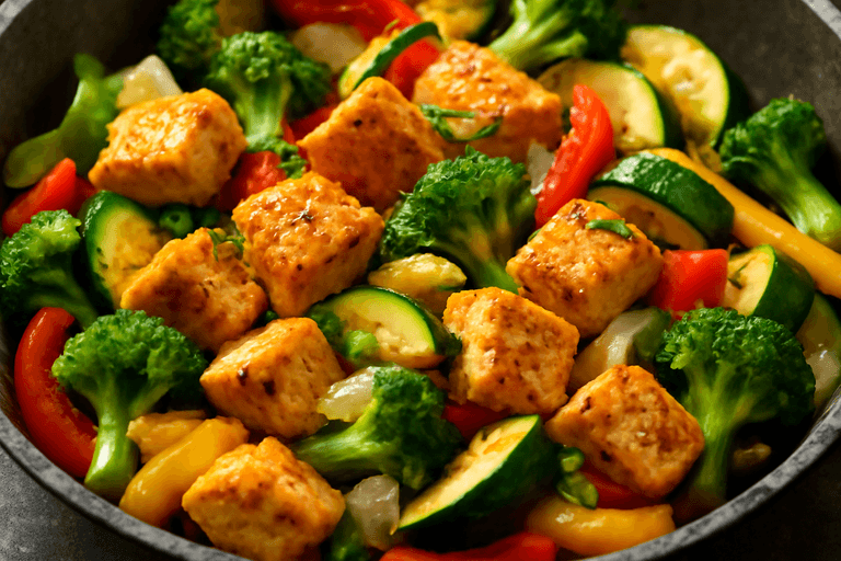 Leichtes Hähnchen-Gemüse-Pfännchen