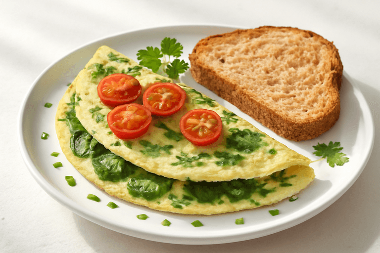 Energiegevende Spinazie Omelet met Volkoren Toast