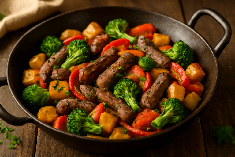 Proteinreiche Rinderfilet-Pfanne mit Gemüse und Kartoffeln