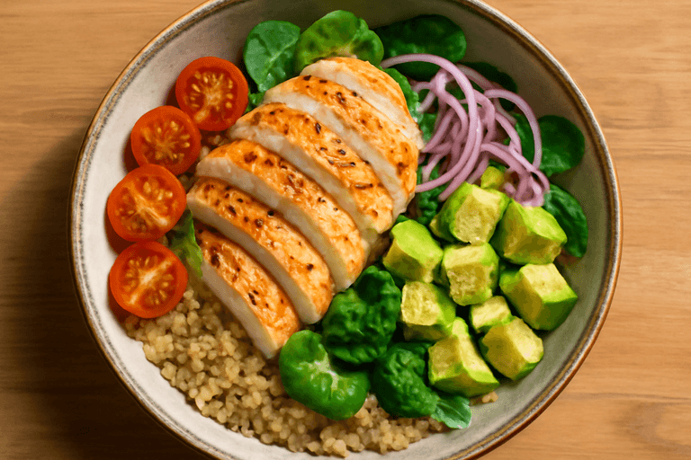 Fräsch kycklingsallad med quinoa och avokado