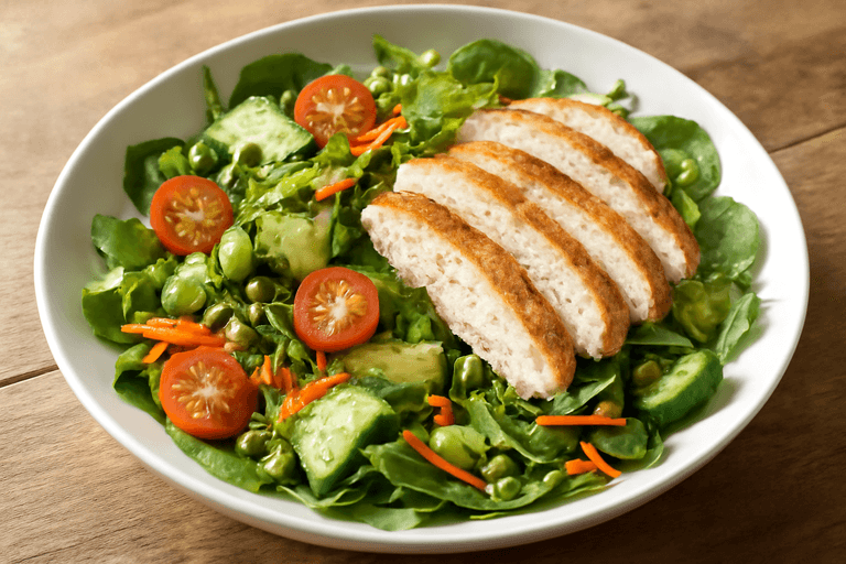 Lätt kycklingsallad med avokado & rostade pumpafrön