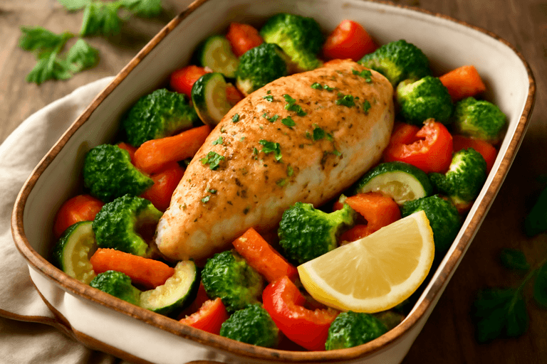 Klassischer Hähnchen-Gemüse-Ofen mit mediterranem Touch