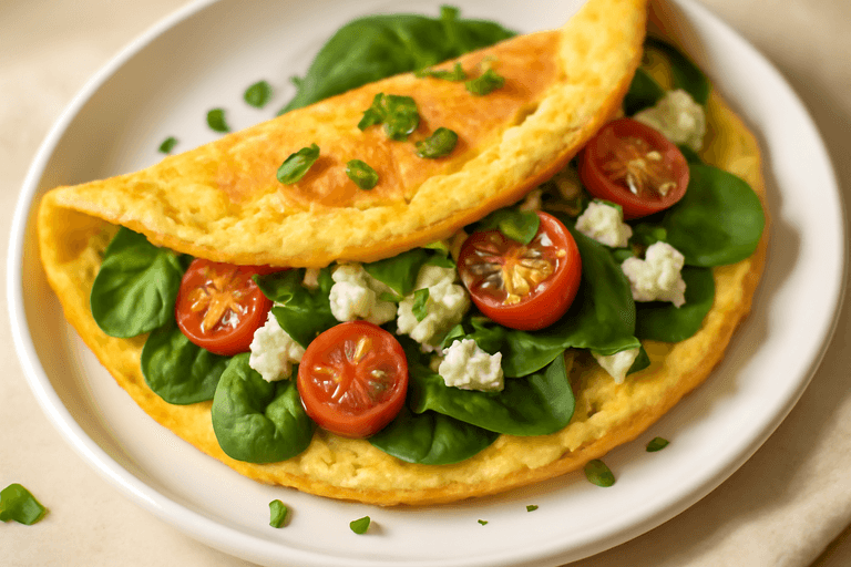 Proteinrik Omelett med Spenat & Tomat