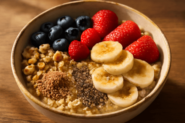 Vegetarische Havermout Ontbijtbowl met Bessen & Noten