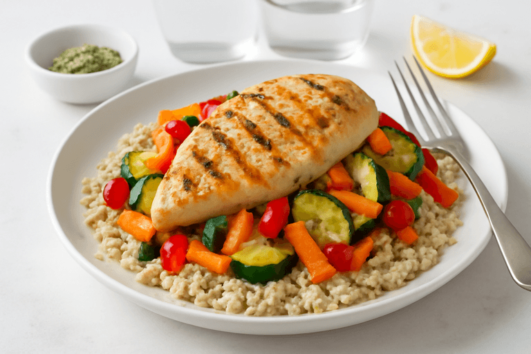 Κοτόπουλο Σχάρας με Λαχανικά και Κινόα