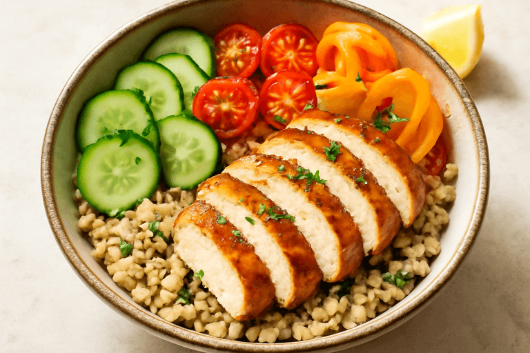 Leichter Hähnchen-Gemüse-Bowl