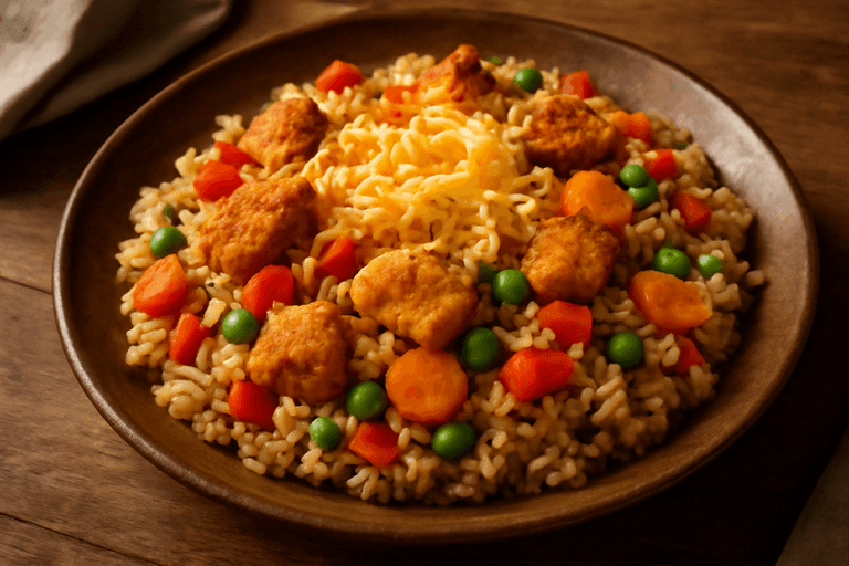 Krachtige Klassieke Rijstschotel met Kip en Groenten