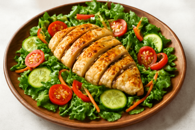 Salată clasică de pui la grătar cu legume proaspete