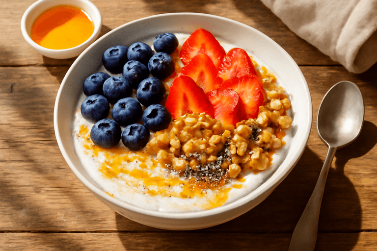 Proteinrik Grekisk Yoghurt-skål med Bär & Nötter