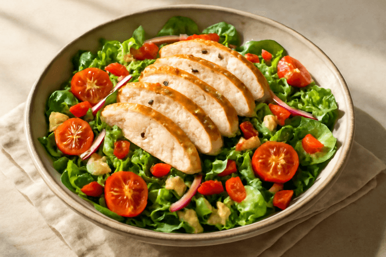 Kyckling- och grönsakssallad med citronvinägrett