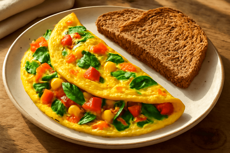 Wholesome Veggie Omelette with Whole-Grain Toast