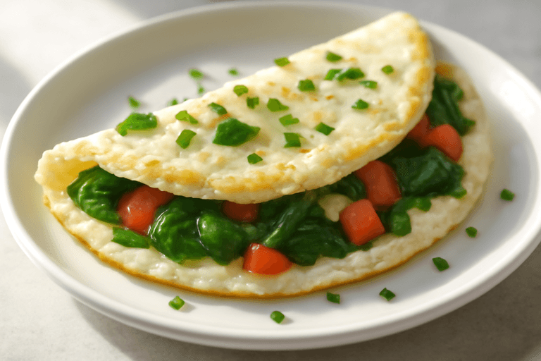 Tortilla de Claras con Espinaca y Tomate