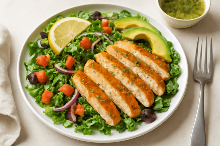 Leichter Zitronen-Hähnchen-Salat mit Kräuterdressing