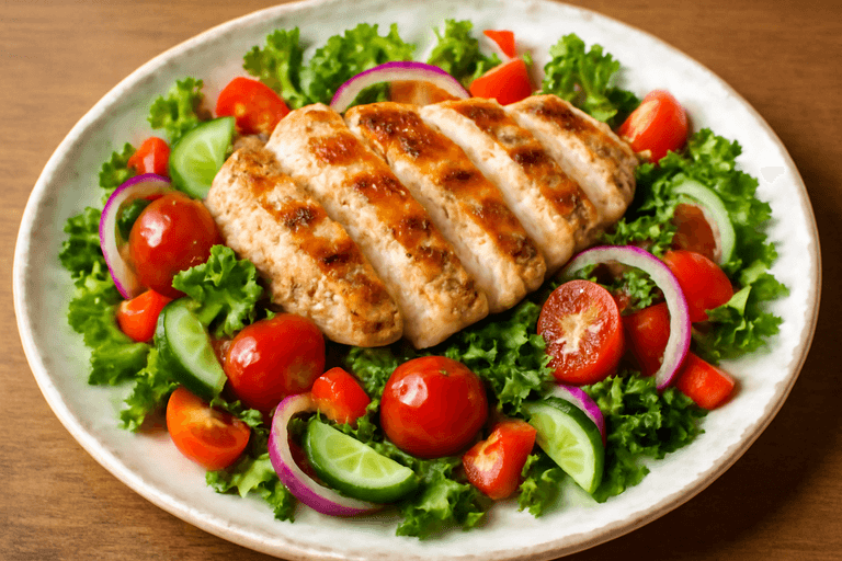 Kleurrijke Kipsalade met Gegrilde Groenten